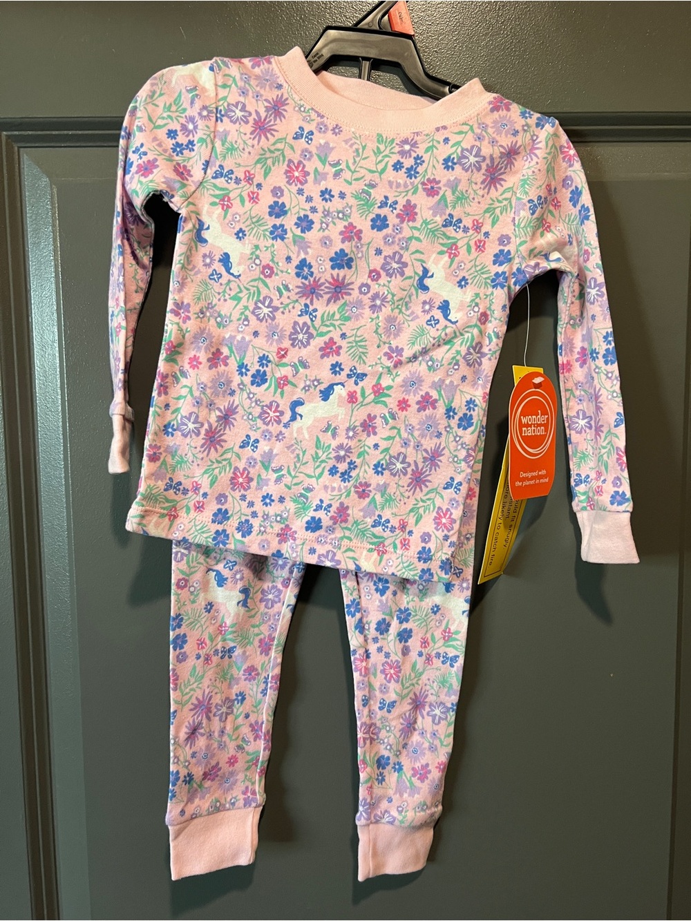 Wonder Nation Floral Long Sleeve Pajama Set Size 2T